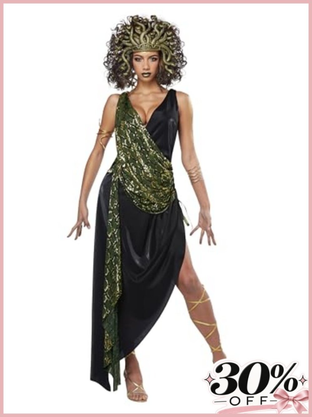 Sexy Medusa Costume Dress Adjustable Skirt Snake Headpiece Halloween